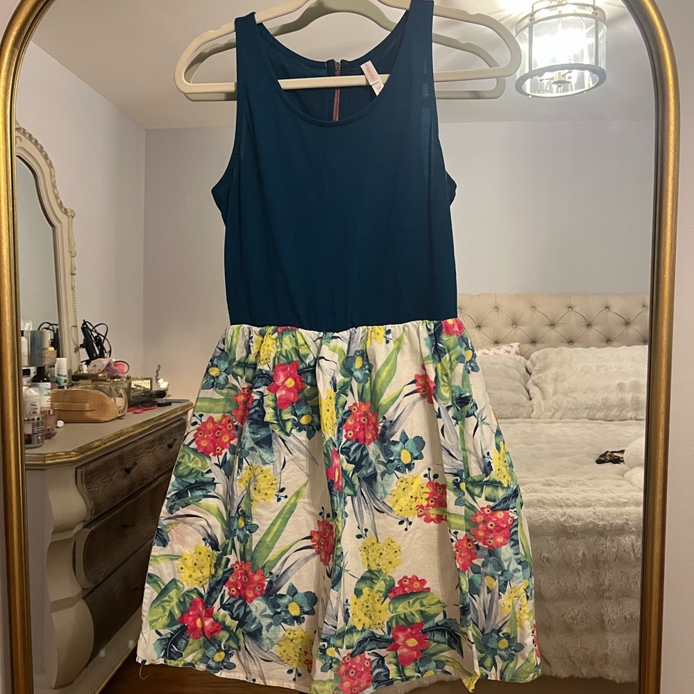 Xhilaration Kids Dress - Dark Teal and Floral